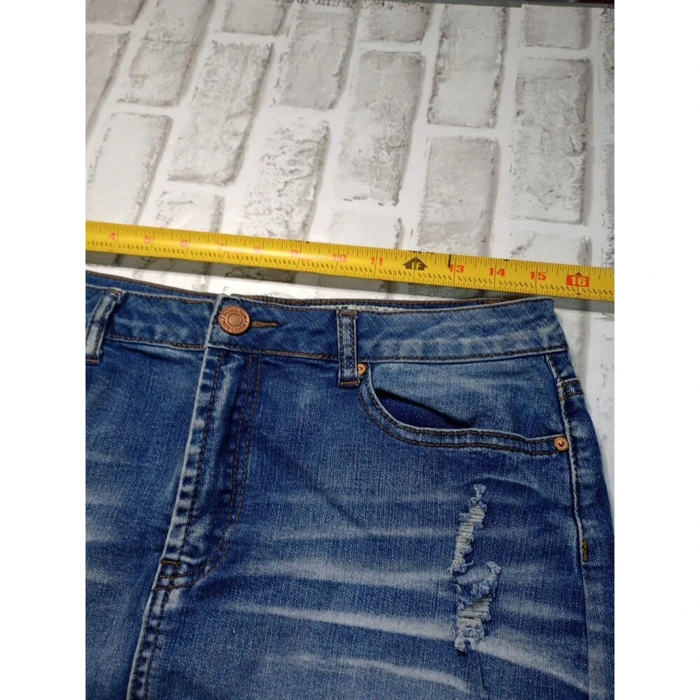 Indigo Rein Juniors Size 13 Distressed Denim Mini Skirt - Picture 4 of 9